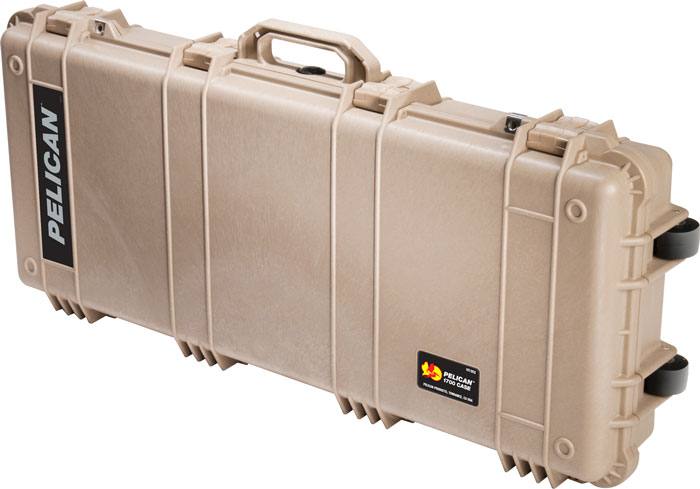Pelican 1700 Case w/ Wheels - 3-Piece Foam, Fits 34" Guns, Tan