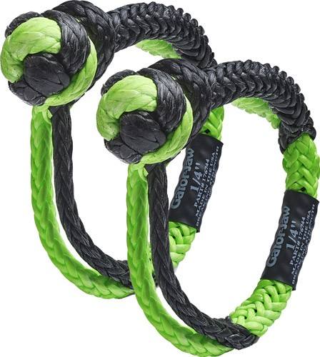 Bubba Rope Mini Gator Jaw 1/4" Synthetic Shackles, Black/Green, 2-Pack