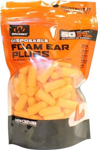 Walker's Soft Foam Ear Plugs 32dB — 50-Pair Bag